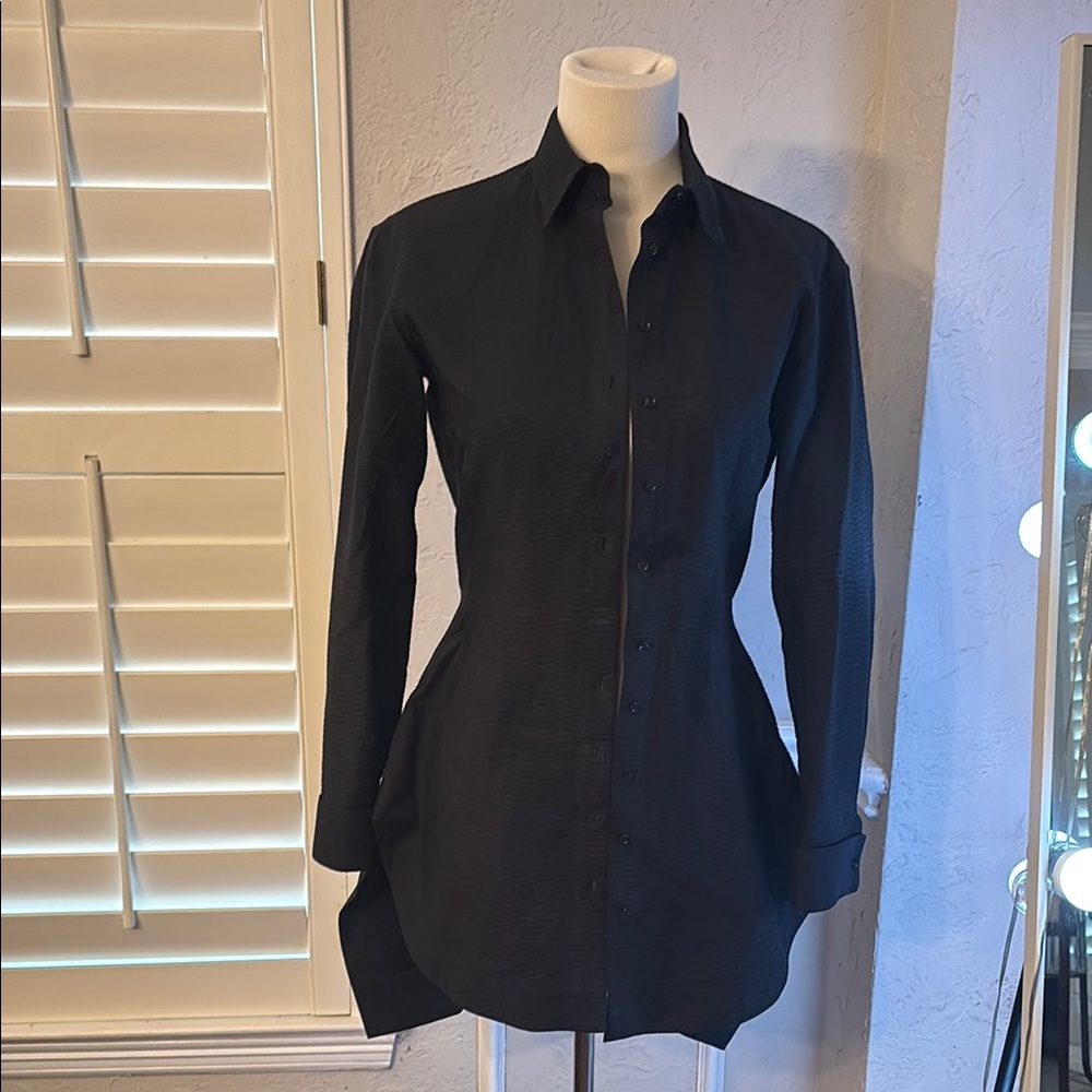 Alaia Black Long Sleeve Shirt Dress